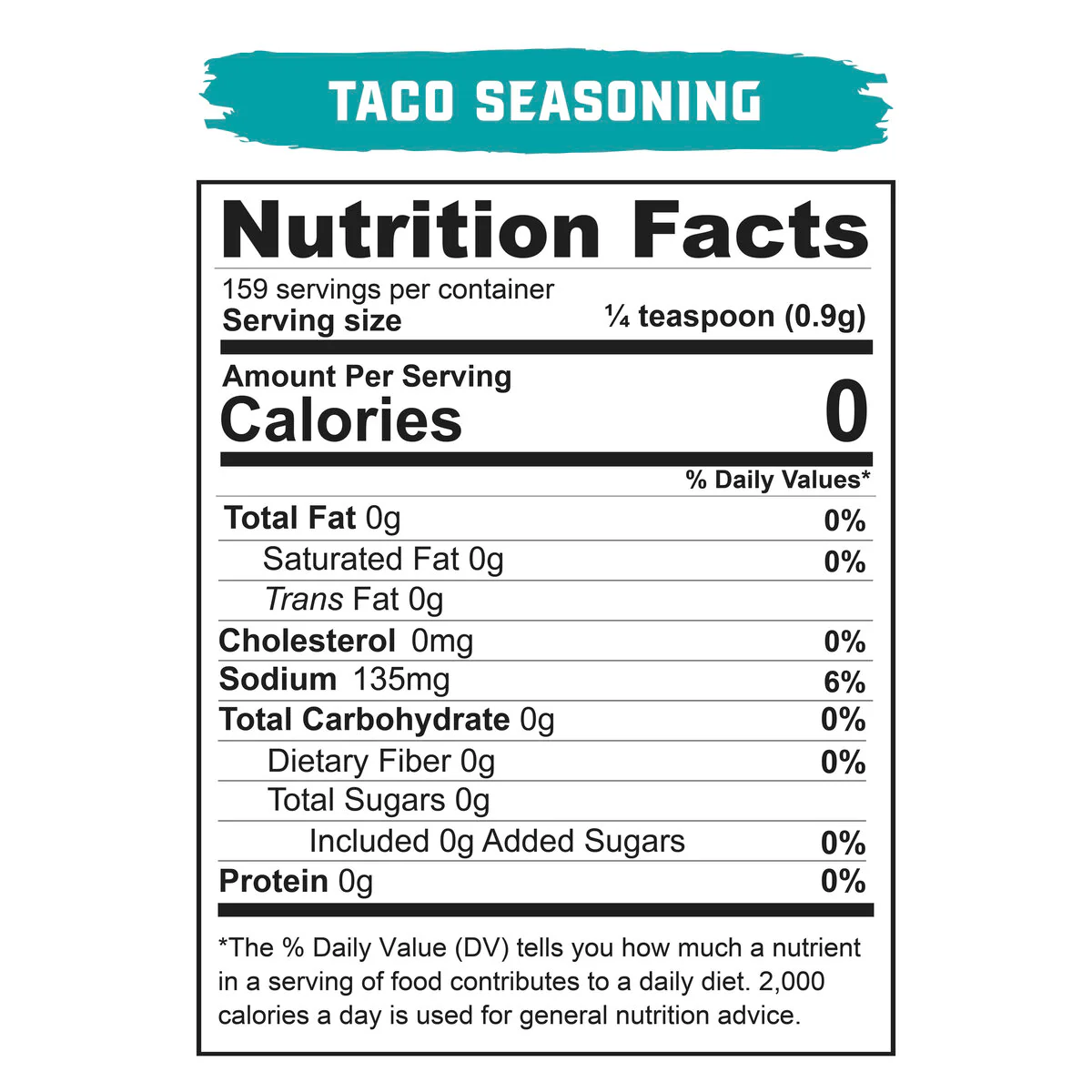 Real Salt taco seasoning nutrition facts.