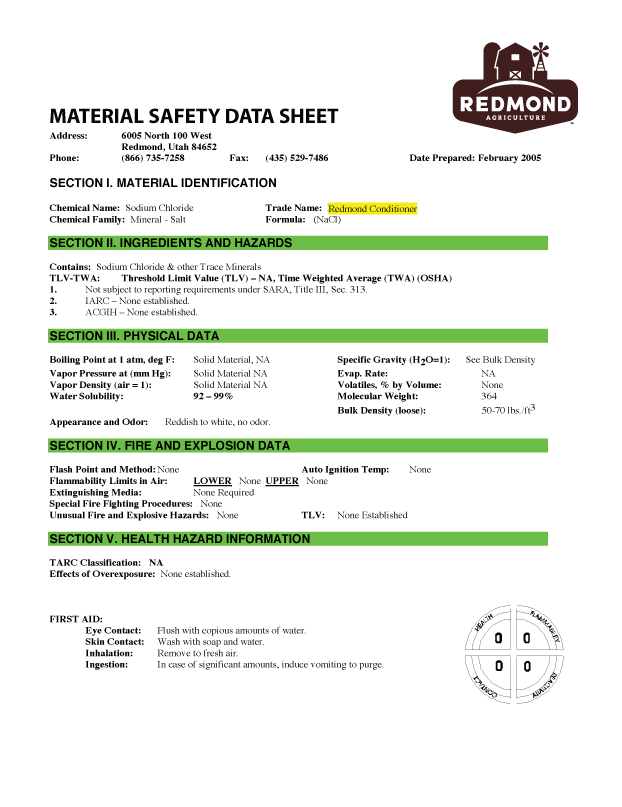 Redmodn Conditioner MSDS Preview